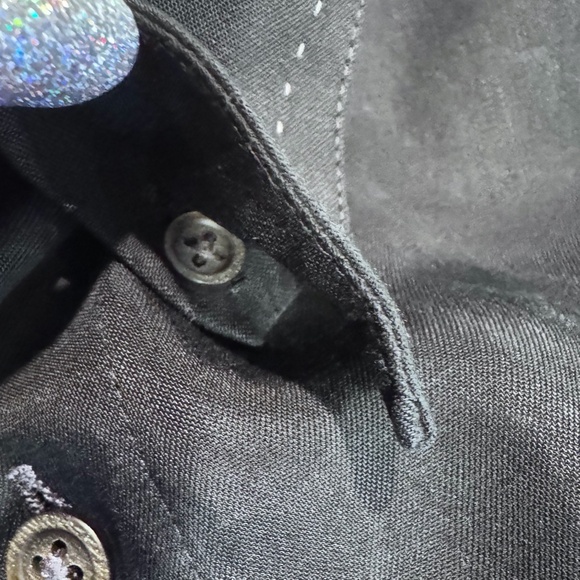 HAUPT BLACK W CONTRASTING STITCHING LONG SLEEVE BUTTON UP SHIRT - Picture 6 of 9